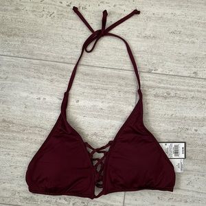 NWT- Mossimo brand (Target)- Maroon Cross Front Halter Bikini Top.